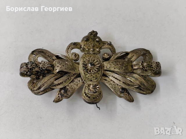 Възрожденска сребърна брошка филигран 0.800