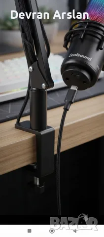 Чисто нов USB микрофон Zealsound RGB с рамо и поп филтър (Пълен комплект), снимка 3 - Микрофони - 56167155