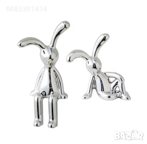 Комплект Декоративни зайчета Украса Великден , снимка 2 - Статуетки - 49623463