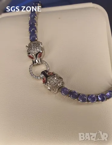 Гривна с Естествени Танзанити, снимка 5 - Гривни - 49634357