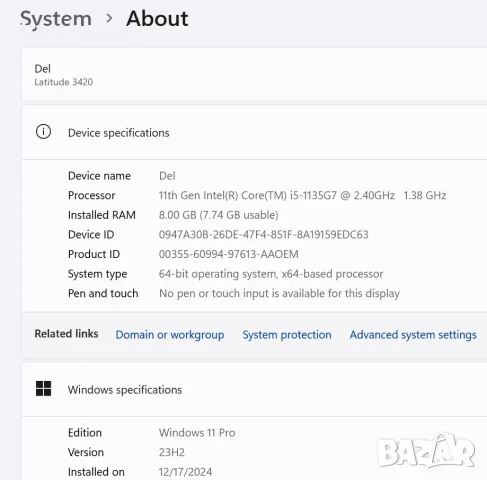 Бизнес лаптоп Dell Latitude 3420 с 4-ядрен Core i5-1135G7 и 14'' FHD 256 GB SSD 8GB Windows 11, снимка 8 - Лаптопи за работа - 48757299