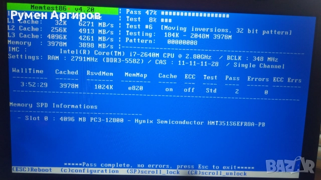 Рам памет за лаптоп 4GB SK Hynix HMT351S6CFR8A-PB PC3-12800 DDR3-1600MHz non-ECC, снимка 3 - RAM памет - 52319138
