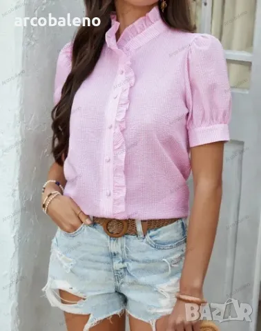 Дамска ежедневна риза с къс ръкав, 4цвята , снимка 9 - Ризи - 49317655