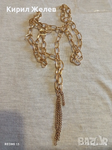 Дълго златисто колие с ресни Арт бижу майсторска изработка 51923