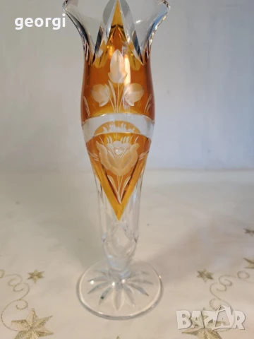 двуцветна кристална ваза Bohemia , снимка 3 - Вази - 50866019