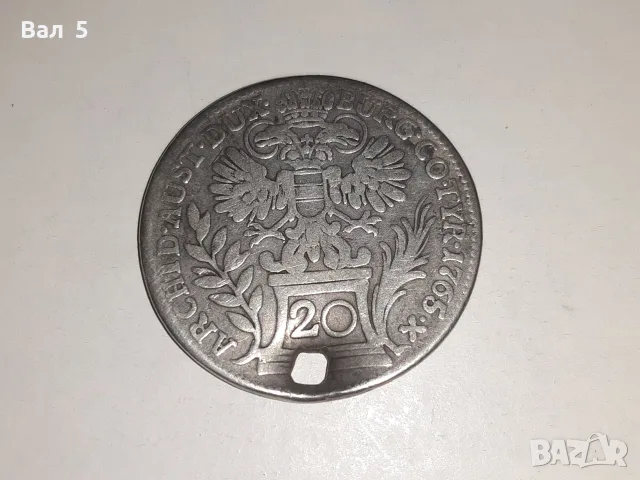 20 кройцера 1765 г МАРИЯ ТЕРЕЗИЯ , Австрия . Сребро, снимка 2 - Нумизматика и бонистика - 55842446