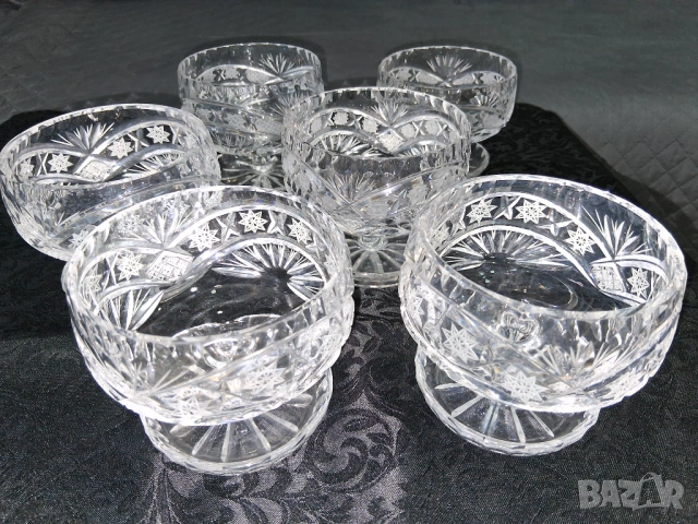 Кристални чаши за мелба/десерт 6бр, снимка 3 - Сервизи - 53516634