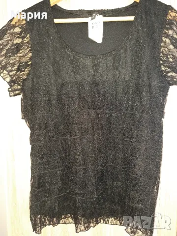 Черна дантелина блуза на Kappahi  M, снимка 1