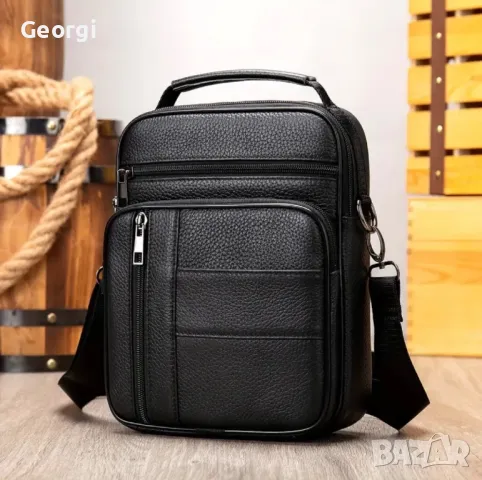 Дизайнерска и Стилна Мъжка ежедневна чанта в Промоция* /Естествена телешка кожа!, снимка 2 - Чанти - 49348711