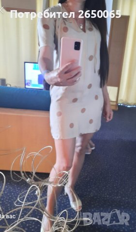 Орг.рокля на точки S/M, сатен!, снимка 2 - Рокли - 41426099
