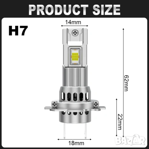 Автомобилни крушки Mini H7 LED / 2 броя, снимка 8 - Аксесоари и консумативи - 53009777
