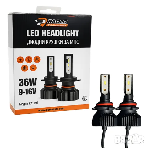 LED крушки за фар 9006 36W 6000K комплект 2 броя