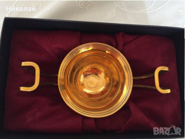 Тракийски златен съд за вино киликс от Голямата Косматка - реплика, 24К златно покритие, ВИП подарък, снимка 9 - Други - 31452559