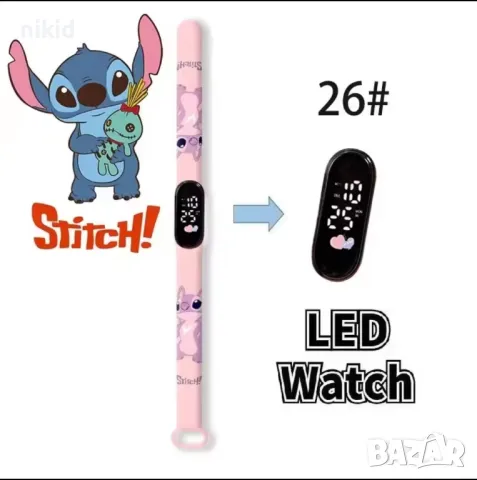 Led Стич Stitch Лило детски часовник електронен тип гривна, снимка 8 - Детски - 45635284