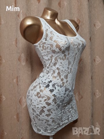 Vila XS/S Бяла дантелена рокля за елегантна дама , снимка 4 - Рокли - 40992731