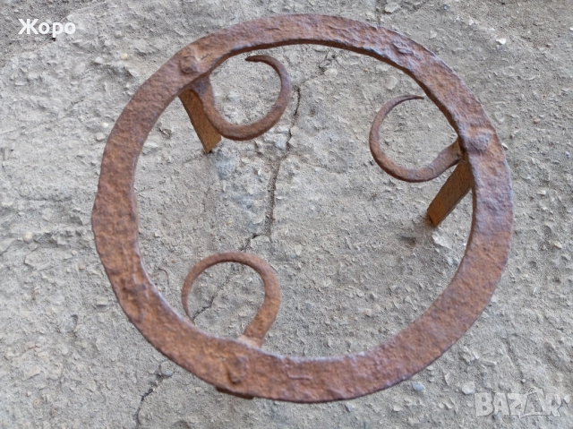 Стар кован сажек, ковано желязо, примитив пиростия за меден съд, снимка 15 - Антикварни и старинни предмети - 52432294