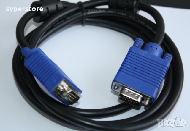 Кабел VGA - VGA 1,8 метра Digital One SP00080 с феритен филтър качествен кабел, снимка 3 - Кабели и адаптери - 35852382