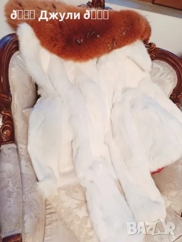 Палто с естествен косъм от чинчила и лисица, снимка 16 - Палта, манта - 48772579