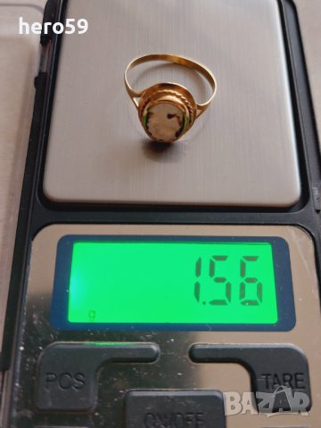 Златен 18к пръстен с камея , снимка 9 - Пръстени - 44478387