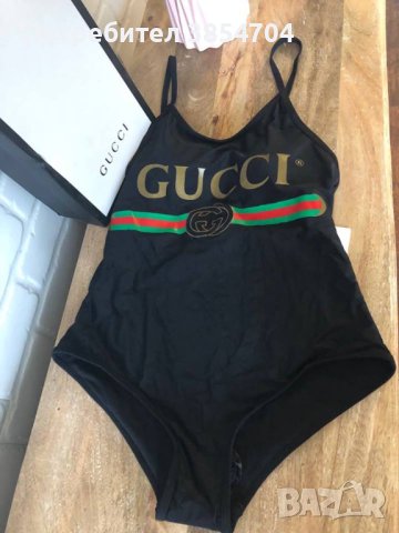 Gucci Women's Black Sparkling Fake Logo Swimsuit, снимка 2 - Бански костюми - 42488770