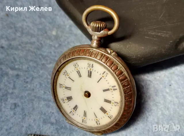 Стар СРЕБЪРЕН ДЖОБЕН ЧАСОВНИК СРЕБРО 800 СТИЛНА ОРНАМЕНТИКА с ПОЗЛАТА 48397