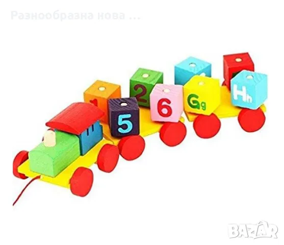 Дървена играчка Влак с 3 вагона,Whirlwind,Азбука и цифра, снимка 6 - Конструктори - 48683095