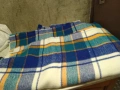 одеяло вълна мерино като ново 194х154см синьо каре, снимка 3