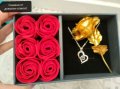 Подаръчен комплект колие с послание , златна роза и 6 вечни рози, снимка 7