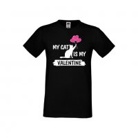 Мъжка тениска Свети Валентин My Cat Is My Valentine 2, снимка 4 - Тениски - 35715798