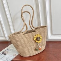 Плетена дамска чанта тип кошница Brown, снимка 1 - Чанти - 41477350