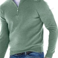 Топ мъжки ежедневен пуловер с V-образно деколте и цип, 10цвята - 023, снимка 10 - Пуловери - 39111155