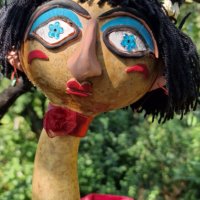 Стара Голяма театрална кукла– Авторска, 95см, снимка 5 - Антикварни и старинни предмети - 41983827