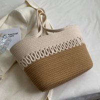 Плетена чанта тип кошница Brown, снимка 7 - Чанти - 41477452