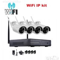 Безжичен пакет за видеонаблюдение IP Wi-Fi комплект 4 wireless цифрови IP камери + NVR DVR, снимка 1 - Комплекти за видеонаблюдение - 31060091