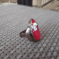 дамски пръстен Розов Камък с пеперуда от Израел, снимка 3 - Пръстени - 39064224