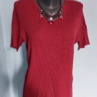 Червена еластична мекичка блуза / хипоалергична материя / голям размер 4/5XL, снимка 1 - Туники - 36052937