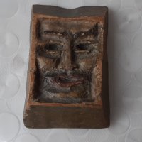 Дървена маска дърворезба  стара с подпис, снимка 8 - Други - 40211685
