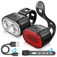 Комплект акумулаторни, водоустойчиви светлини за велосипед USB 078, снимка 3 - Аксесоари за велосипеди - 39621501