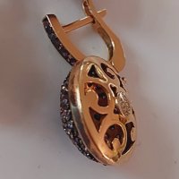 Златни дамски обеци и медальон с аметисти-злато 14 к., снимка 12 - Обеци - 41229708