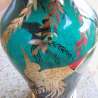 Много красива Кристална ваза ,ръчно рисувана със злато,18см., снимка 3 - Вази - 34837653