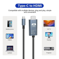 4К Hdmi кабел за телефон или таблет с USB C, 2 метра., снимка 1 - Друга електроника - 44749746