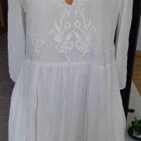 *Бяла рокля с бродерия, снимка 1 - Рокли - 41039782