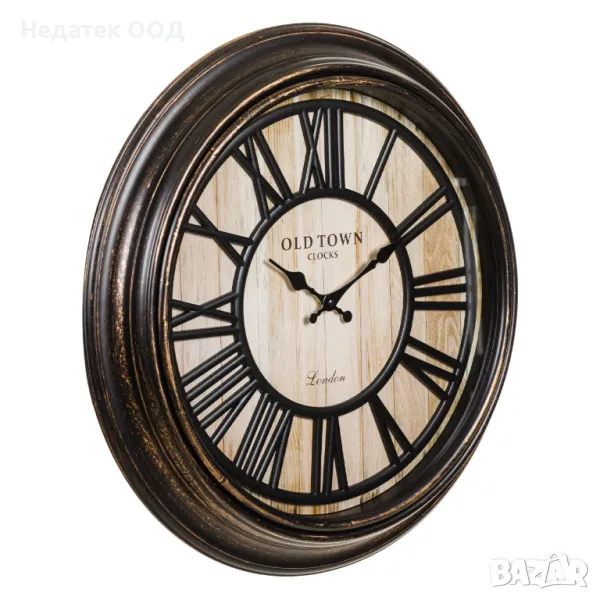 Стенен часовник, Декоративен, Винтидж, Черен/ бронз, 50 см, снимка 1