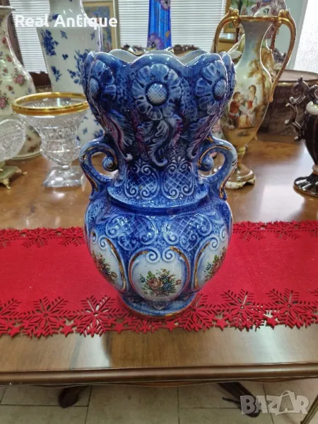 Страхотна антикварна италианска голяма порцеланова ваза , снимка 1