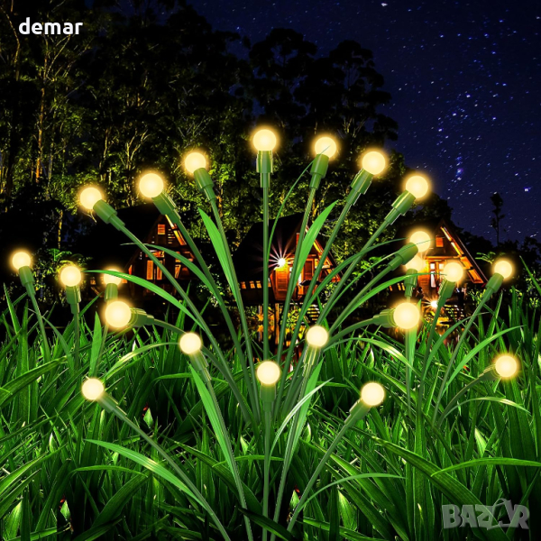 Слънчеви градински светлини, светулки, декоративни, водоустойчви - 4 пакета, топло бяло, снимка 1