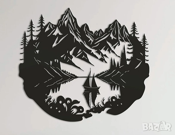 Декорация – Планински пейзаж с лодка, снимка 1