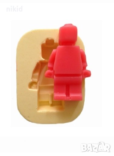 малко Лего човече робот конструктор силиконов молд форма за декор украса торта фондан шоколад гипс, снимка 1