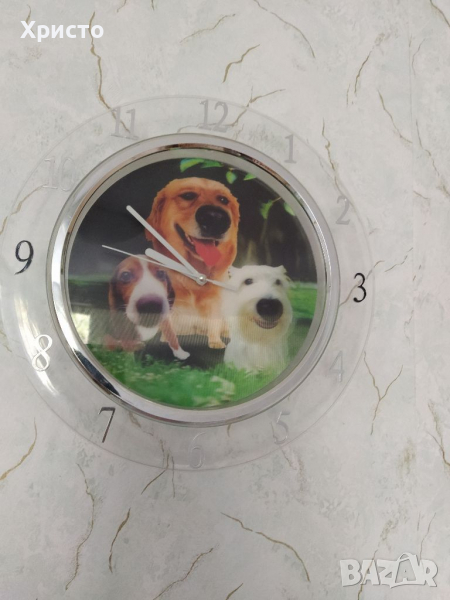 Стенен часовник с кученца., снимка 1
