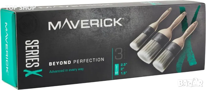Maverick Четки за рисуване 190 Series права нарязана овална глава Memex с FSC дърво 1,5", 2", 2,5", снимка 1