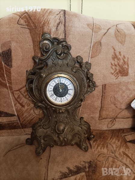 западногермански каминен месингов механичен часовник, снимка 1